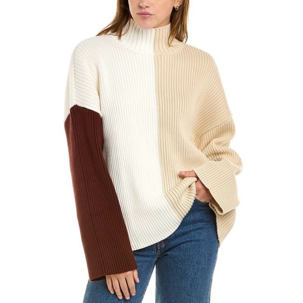 Modern Citizen Addison Colorblock Ribbed Turtleneck Sweater Size XL